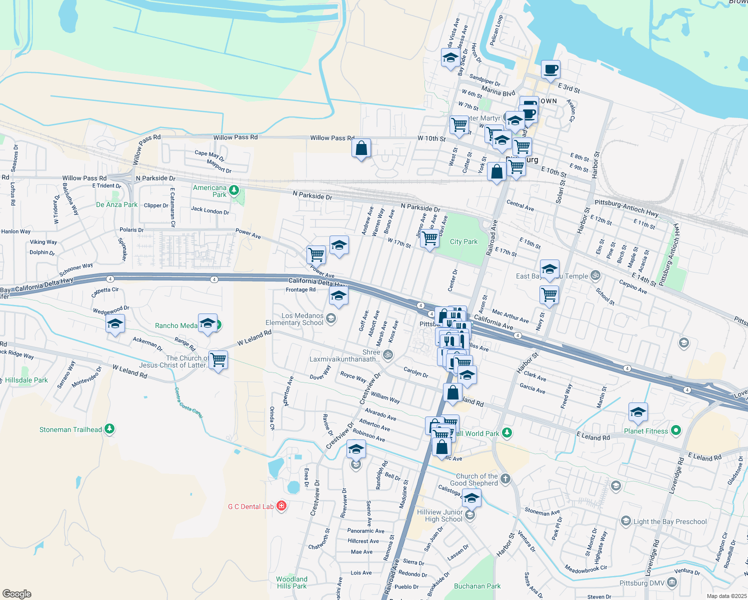 map of restaurants, bars, coffee shops, grocery stores, and more near 2107 Goff Ave in Pittsburg