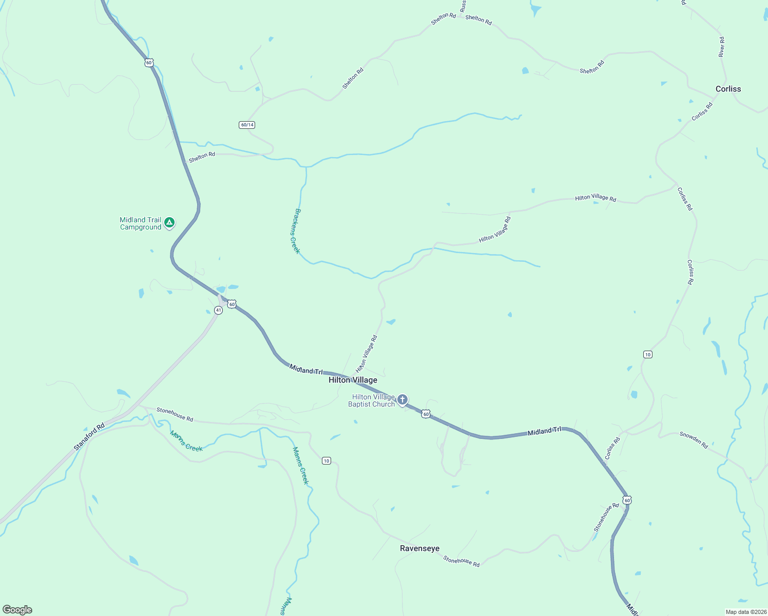 map of restaurants, bars, coffee shops, grocery stores, and more near West Virginia Camp in Danese
