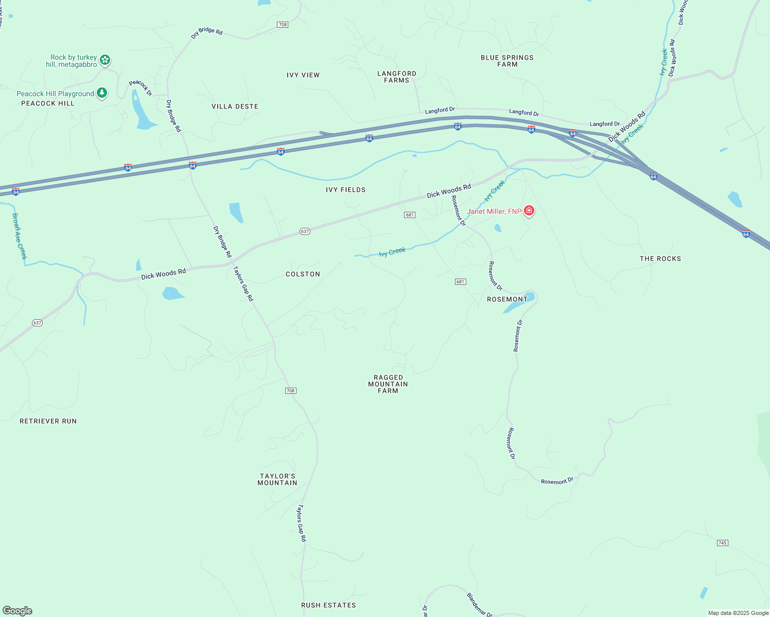 map of restaurants, bars, coffee shops, grocery stores, and more near 622 Ragged Mountain Drive in Charlottesville