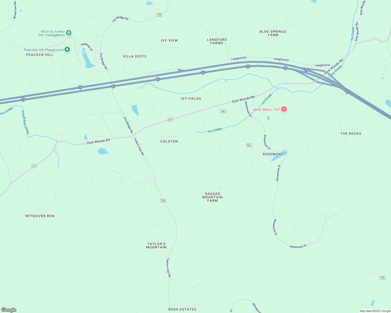 map of restaurants, bars, coffee shops, grocery stores, and more near 3605 Raleigh Mountain Trail in Charlottesville