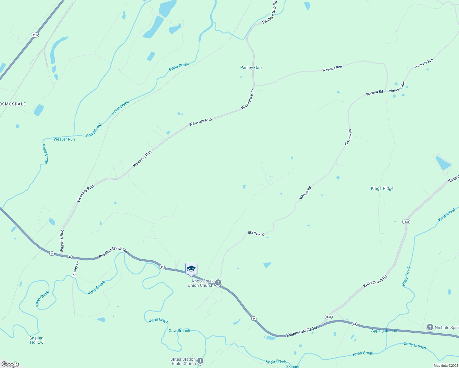 map of restaurants, bars, coffee shops, grocery stores, and more near 796 Cow Branch Road in West Point