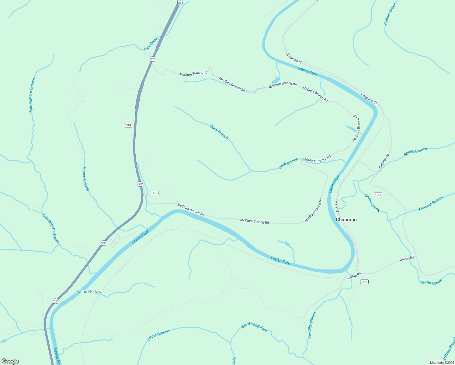 map of restaurants, bars, coffee shops, grocery stores, and more near 3534 McClure Branch Road in Louisa