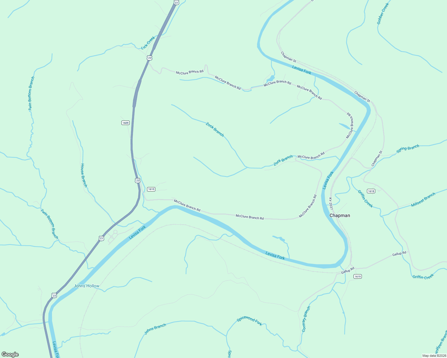map of restaurants, bars, coffee shops, grocery stores, and more near 3534 McClure Branch Road in Louisa