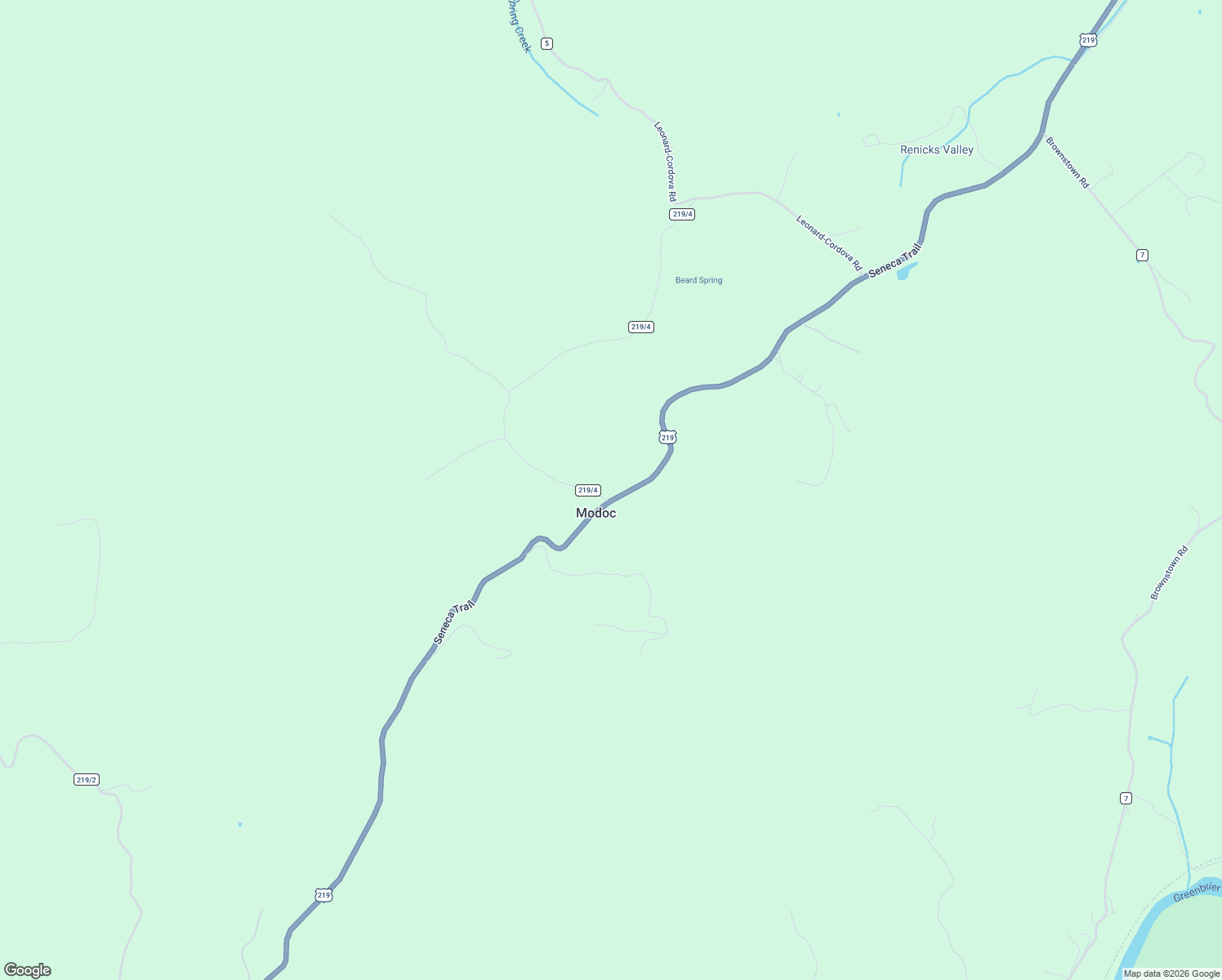 map of restaurants, bars, coffee shops, grocery stores, and more near 114 Modoc Road in Renick