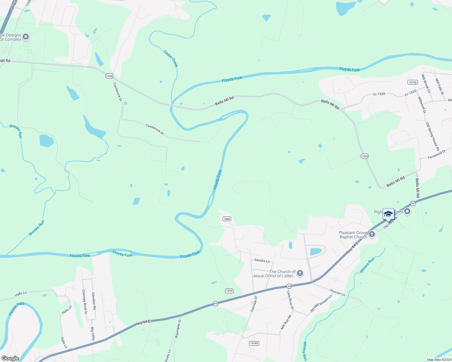 map of restaurants, bars, coffee shops, grocery stores, and more near 954 West Laurel River Drive in Shepherdsville