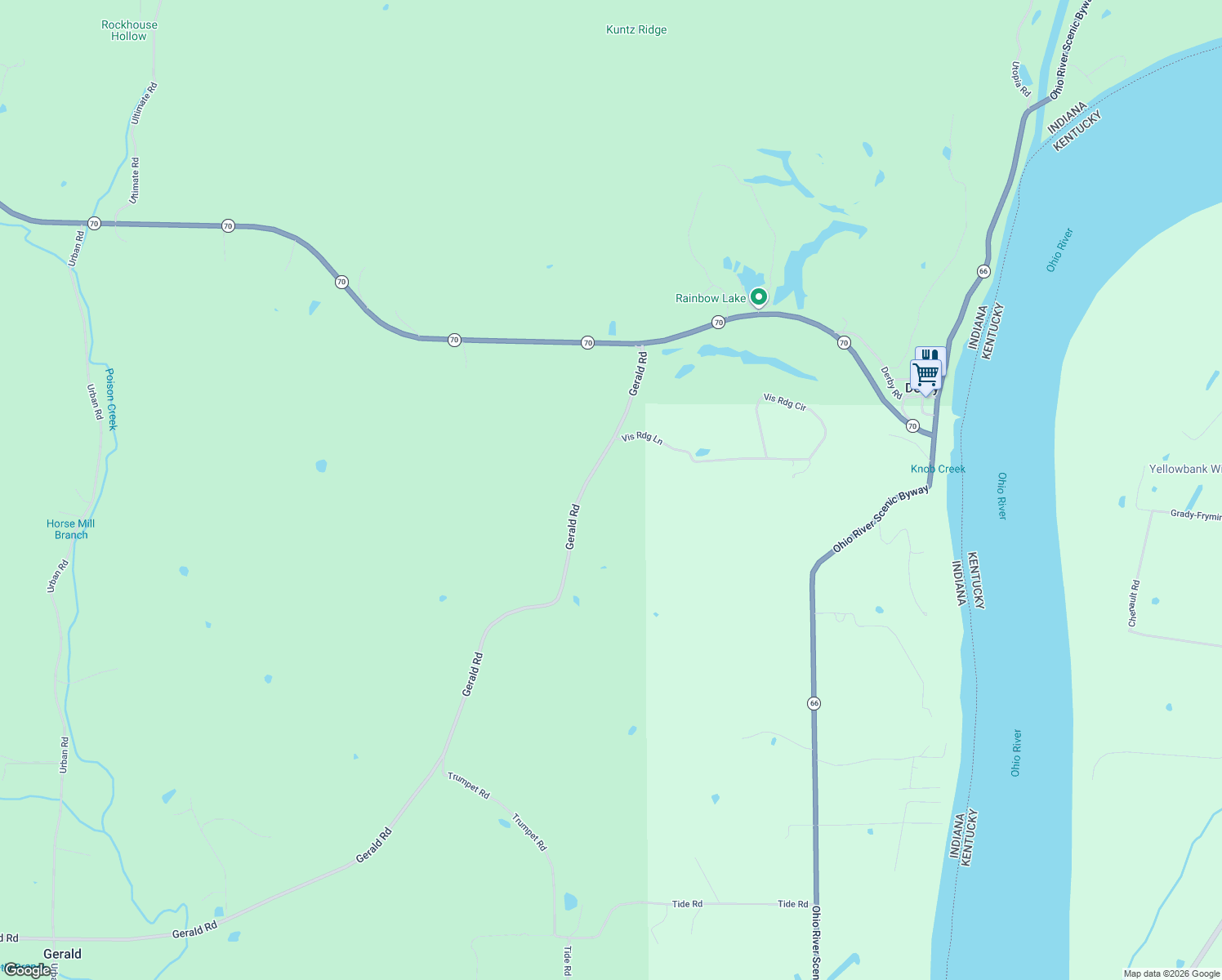 map of restaurants, bars, coffee shops, grocery stores, and more near 14397 Gerald Road in Derby