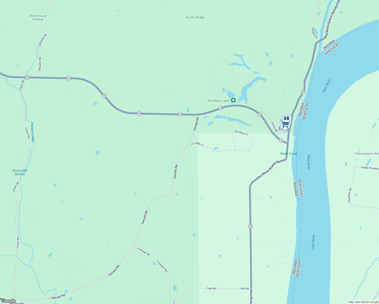 map of restaurants, bars, coffee shops, grocery stores, and more near 14397 Gerald Road in Perry
