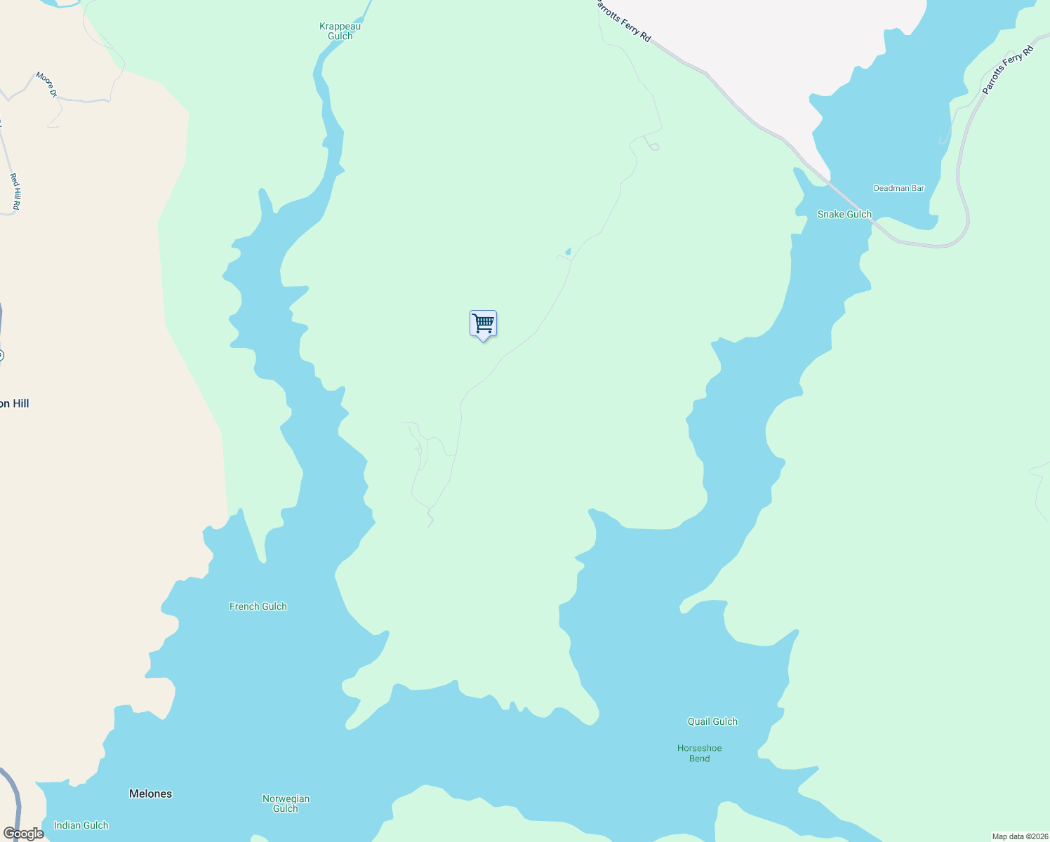 map of restaurants, bars, coffee shops, grocery stores, and more near 8055 Airolo Road in Murphys