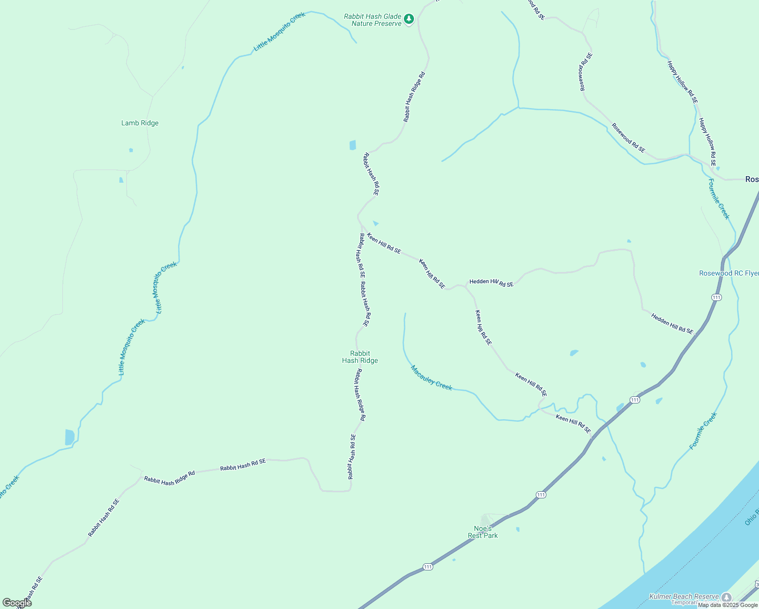 map of restaurants, bars, coffee shops, grocery stores, and more near 11580 Rabbit Hash Road Southeast in Elizabeth