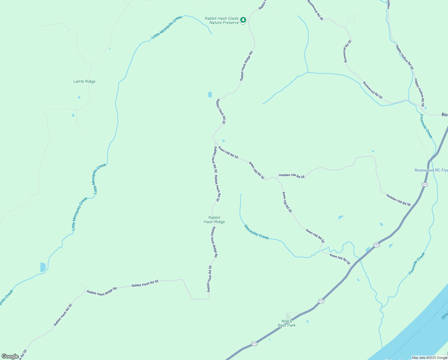 map of restaurants, bars, coffee shops, grocery stores, and more near 11580 Rabbit Hash Road Southeast in Elizabeth