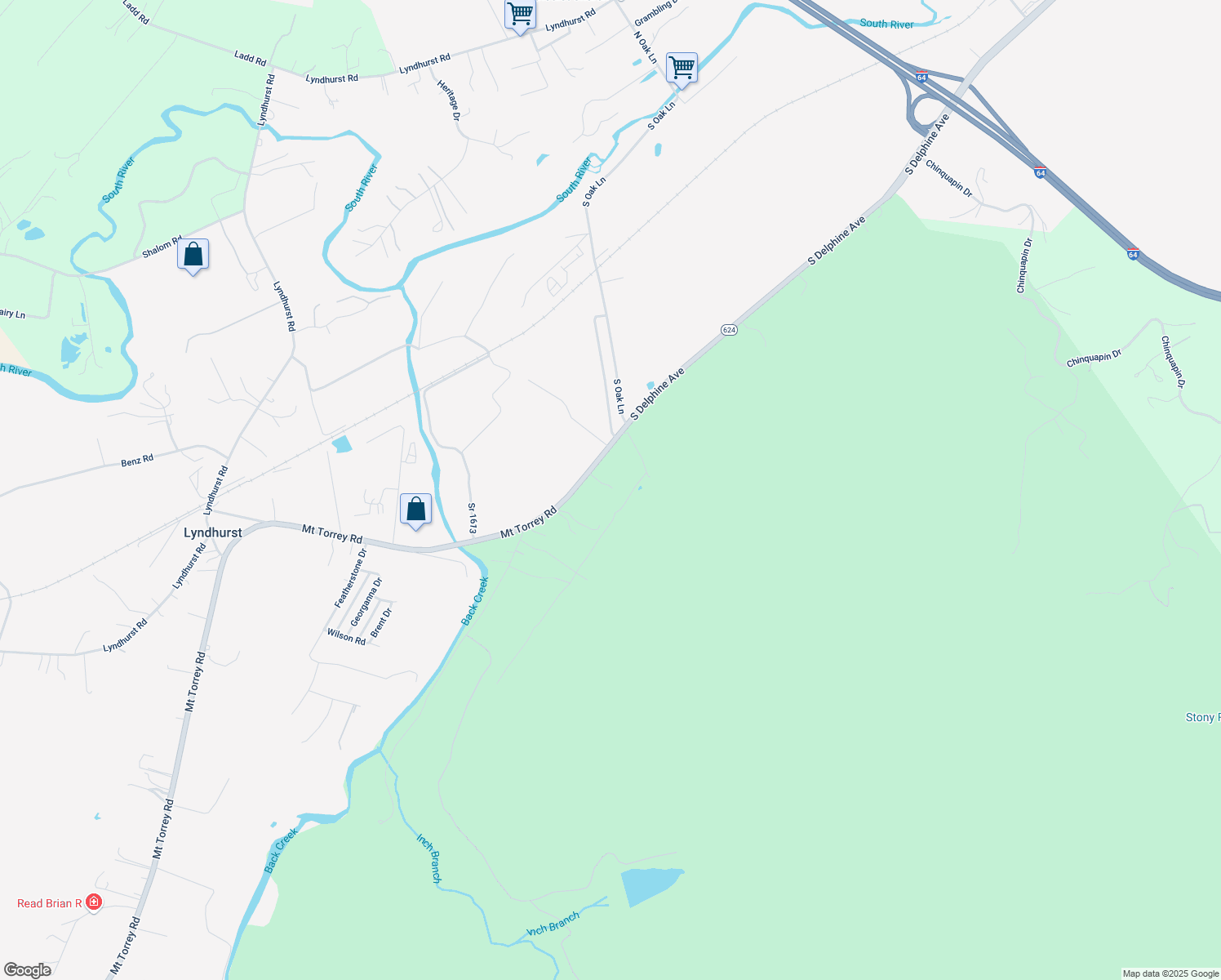 map of restaurants, bars, coffee shops, grocery stores, and more near 72 Mount Torrey Road in Lyndhurst