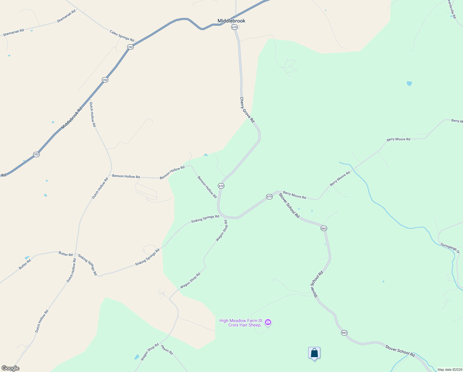 map of restaurants, bars, coffee shops, grocery stores, and more near 488 Cherry Grove Road in Middlebrook