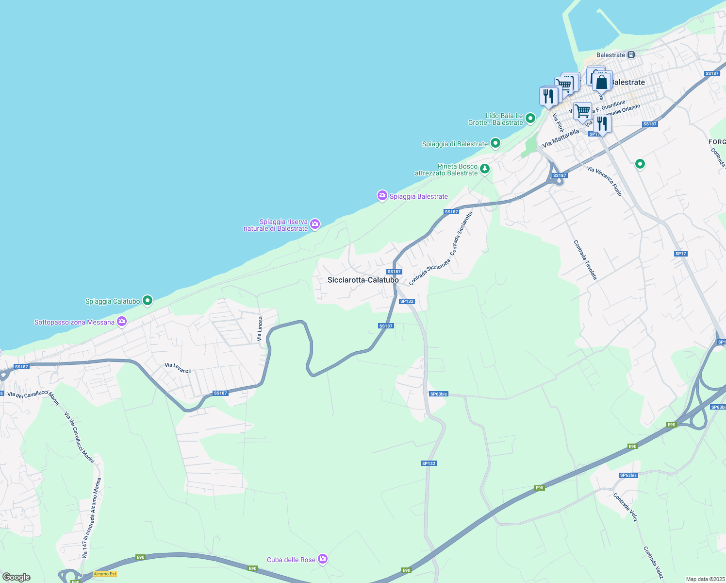 map of restaurants, bars, coffee shops, grocery stores, and more near 2 Contrada Sicciarotta Catalubo in Sicciarotta-calatubo