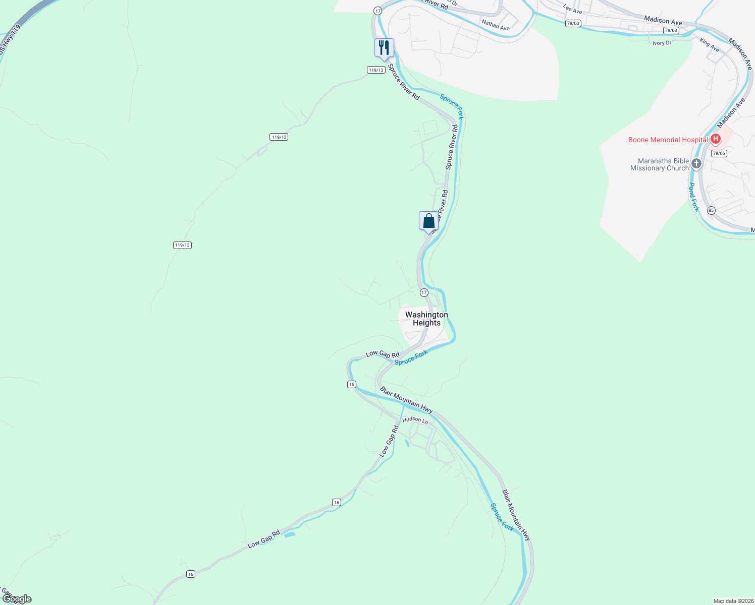 map of restaurants, bars, coffee shops, grocery stores, and more near Raven Point in Danville