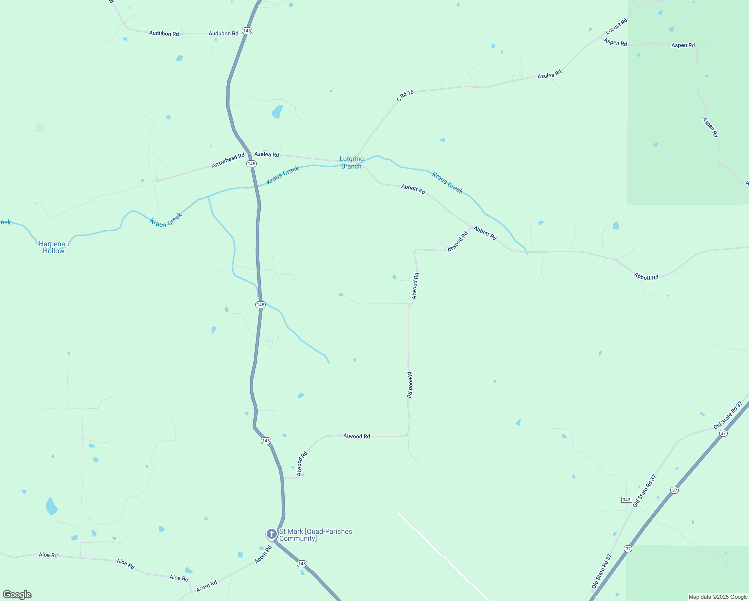 map of restaurants, bars, coffee shops, grocery stores, and more near 13500-13598 Atwood Road in Tell City