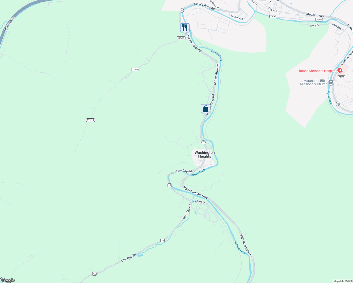 map of restaurants, bars, coffee shops, grocery stores, and more near Raven Point in Danville