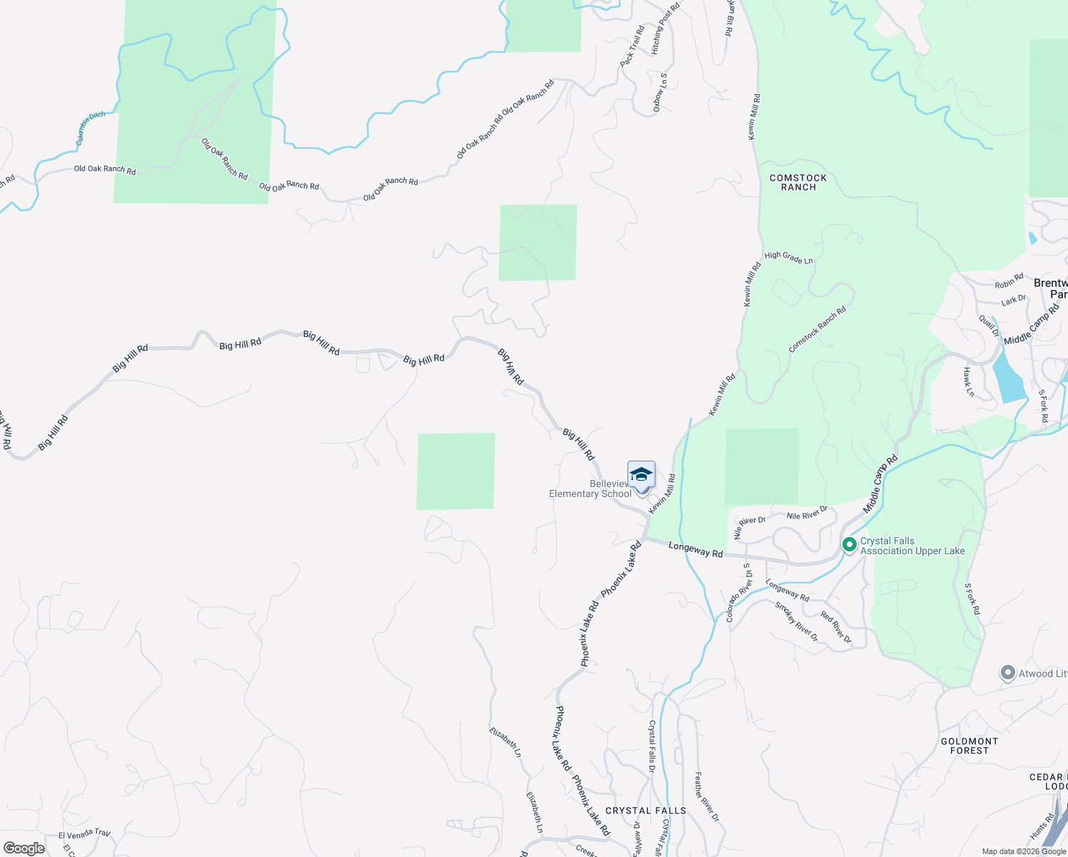 map of restaurants, bars, coffee shops, grocery stores, and more near 16611 Oakridge Drive in Sonora