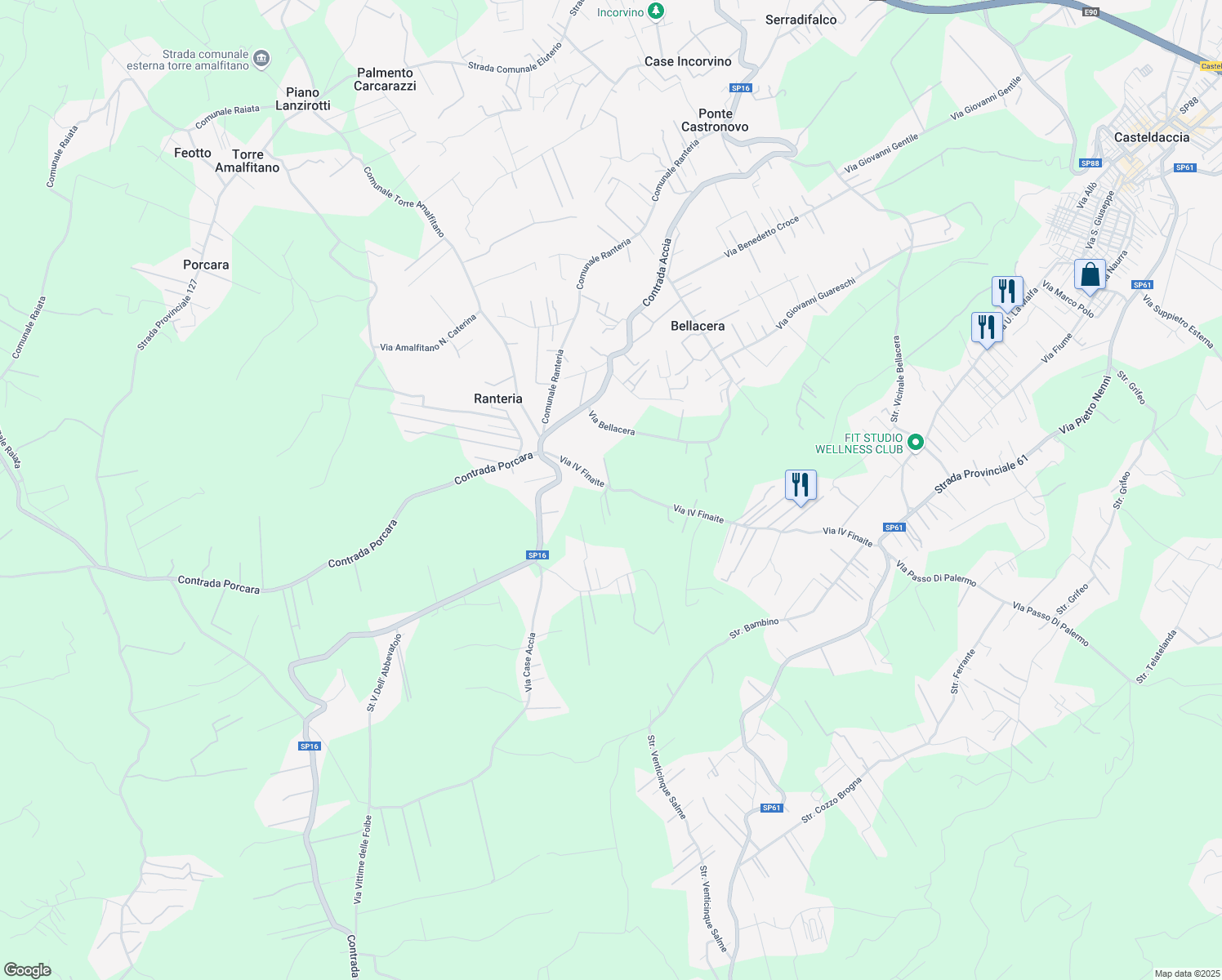 map of restaurants, bars, coffee shops, grocery stores, and more near 54 Via IV Finaite in Città metropolitana di Palermo