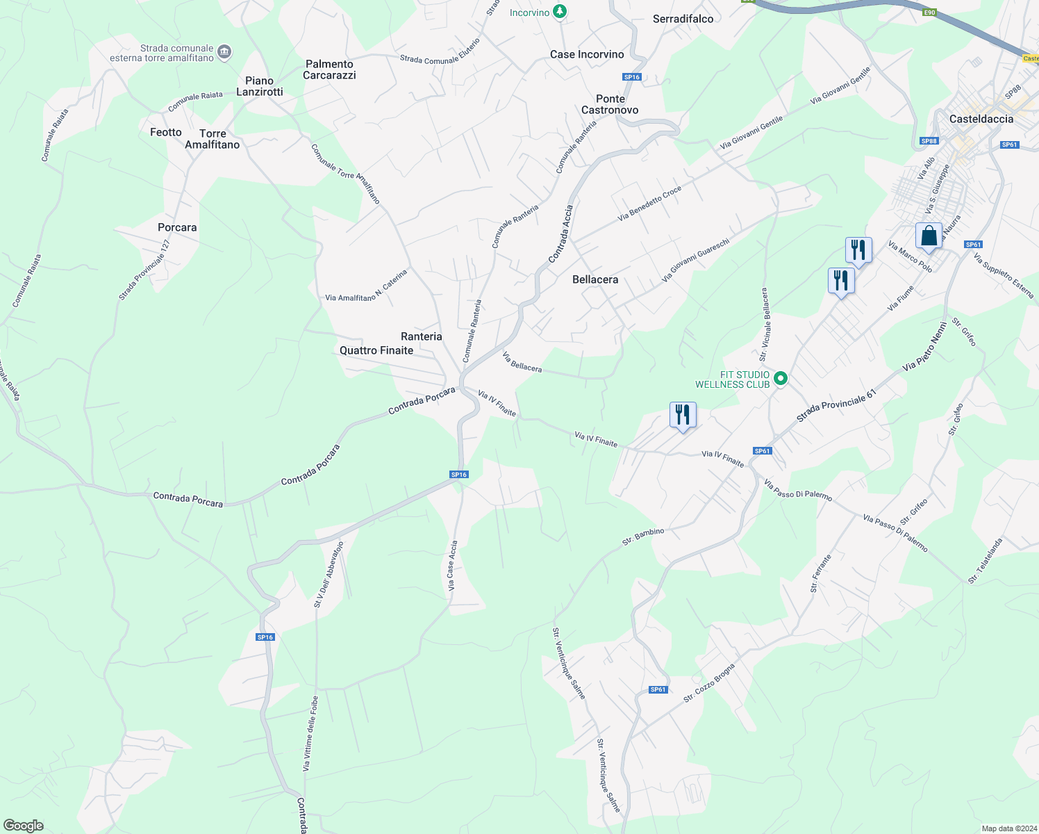 map of restaurants, bars, coffee shops, grocery stores, and more near 54 Via IV Finaite in Provincia di Palermo