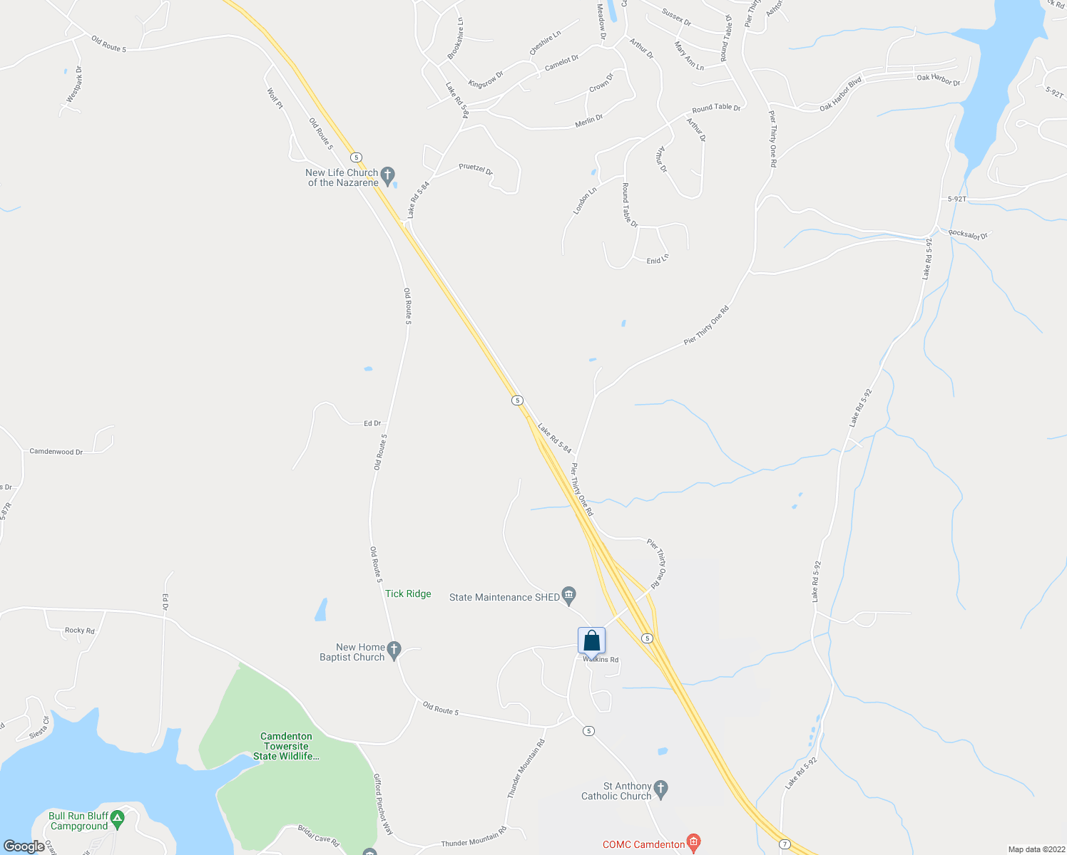 map of restaurants, bars, coffee shops, grocery stores, and more near Highway 7 in Camdenton