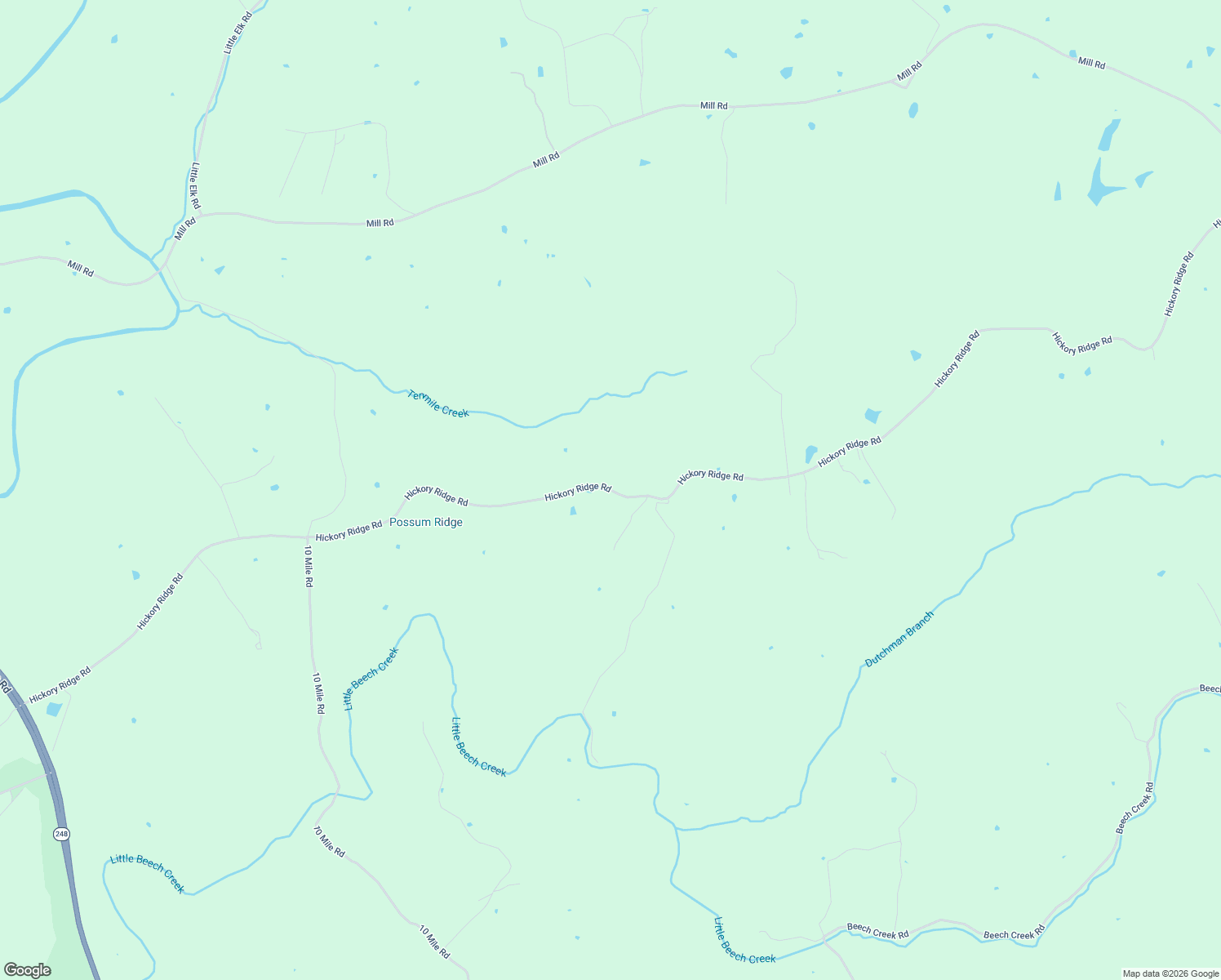 map of restaurants, bars, coffee shops, grocery stores, and more near Hickory Ridge Road in Mount Eden