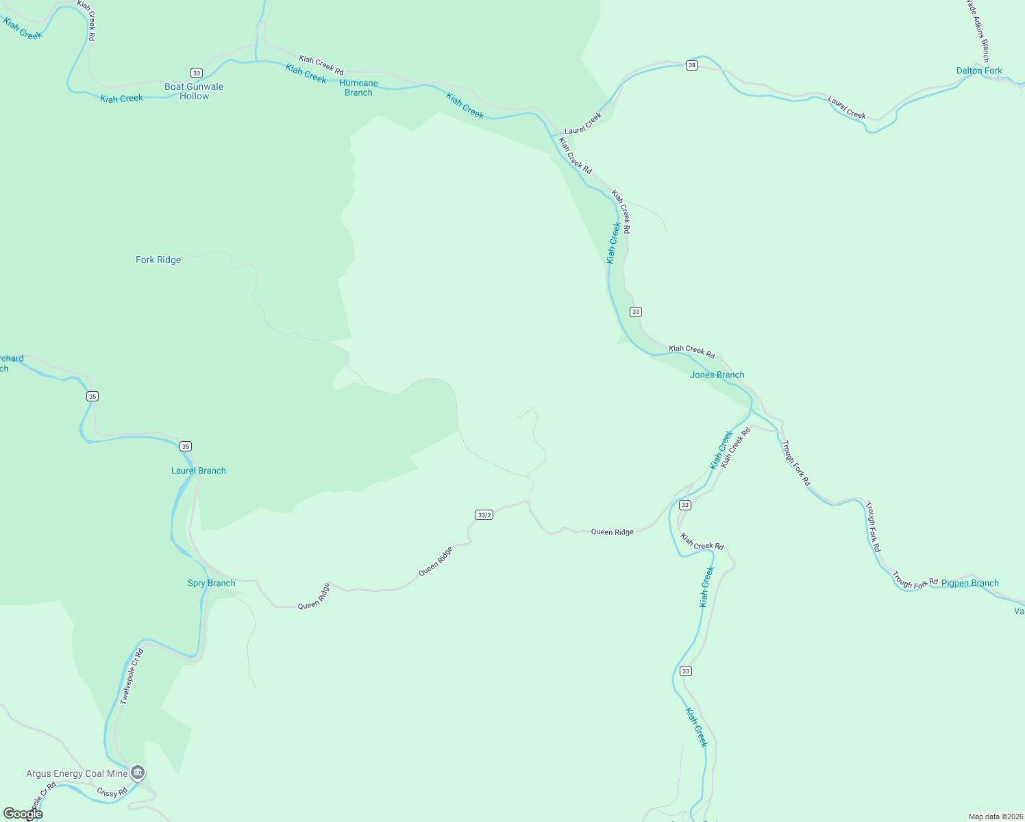 map of restaurants, bars, coffee shops, grocery stores, and more near 472 Queens Ridge Road in Kiahsville