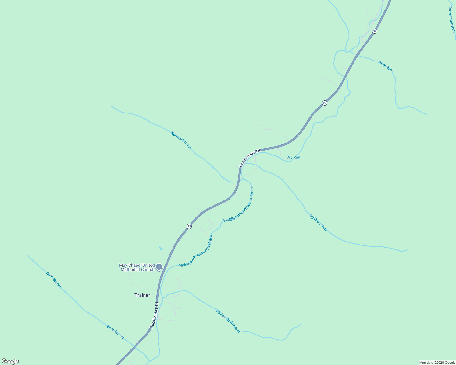 map of restaurants, bars, coffee shops, grocery stores, and more near 8997 West Virginia 92 in West