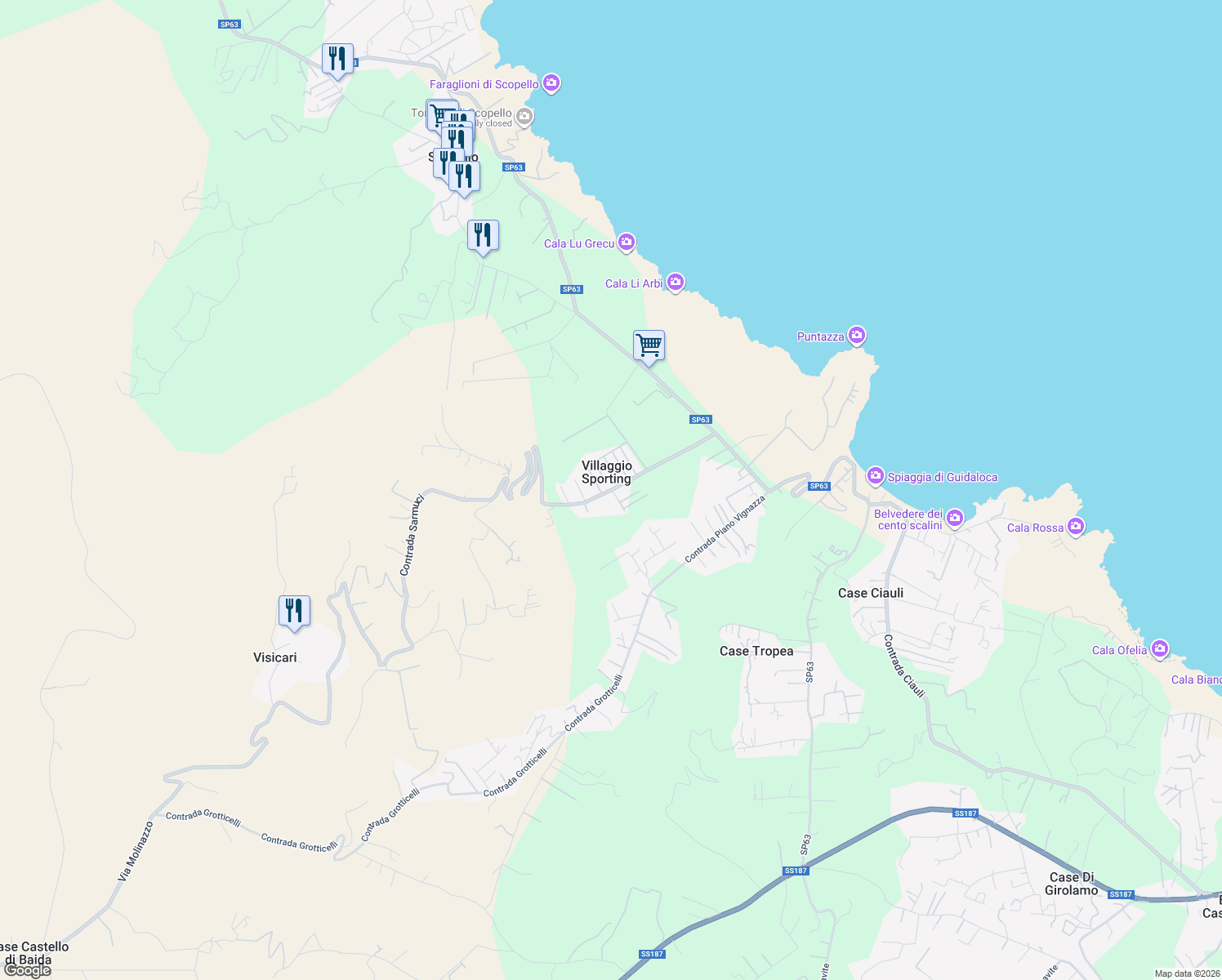 map of restaurants, bars, coffee shops, grocery stores, and more near Contrada Piano Vignazze in Villaggio "sporting"