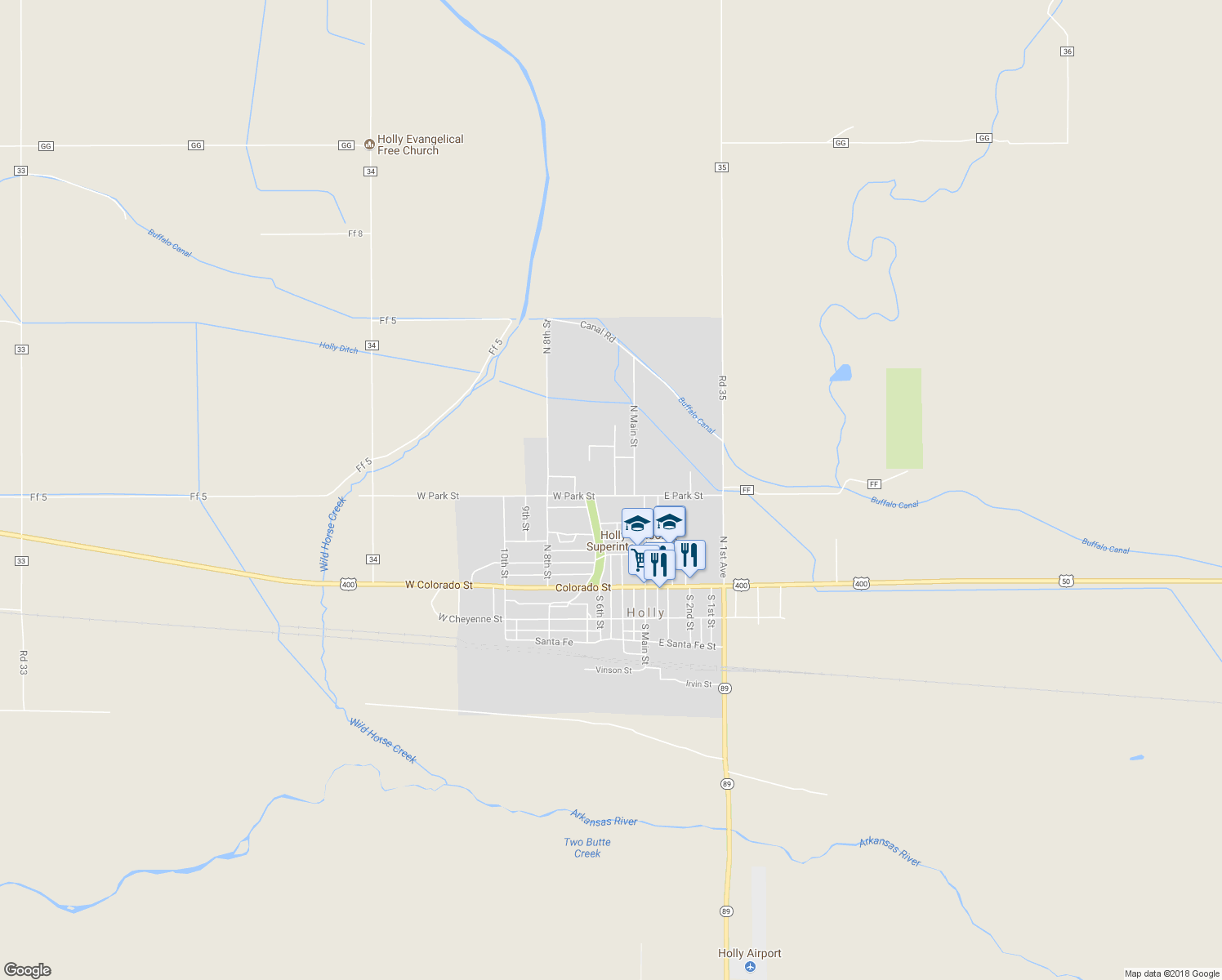 map of restaurants, bars, coffee shops, grocery stores, and more near 101 Highland Drive in Holly
