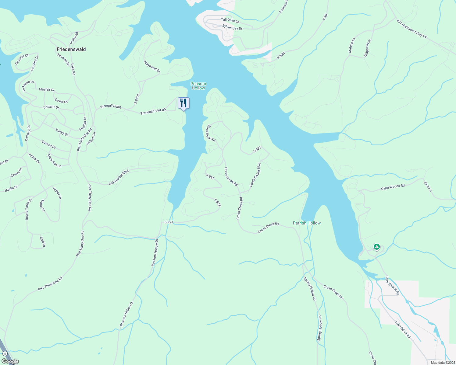 map of restaurants, bars, coffee shops, grocery stores, and more near 3189 5-92T in Camdenton