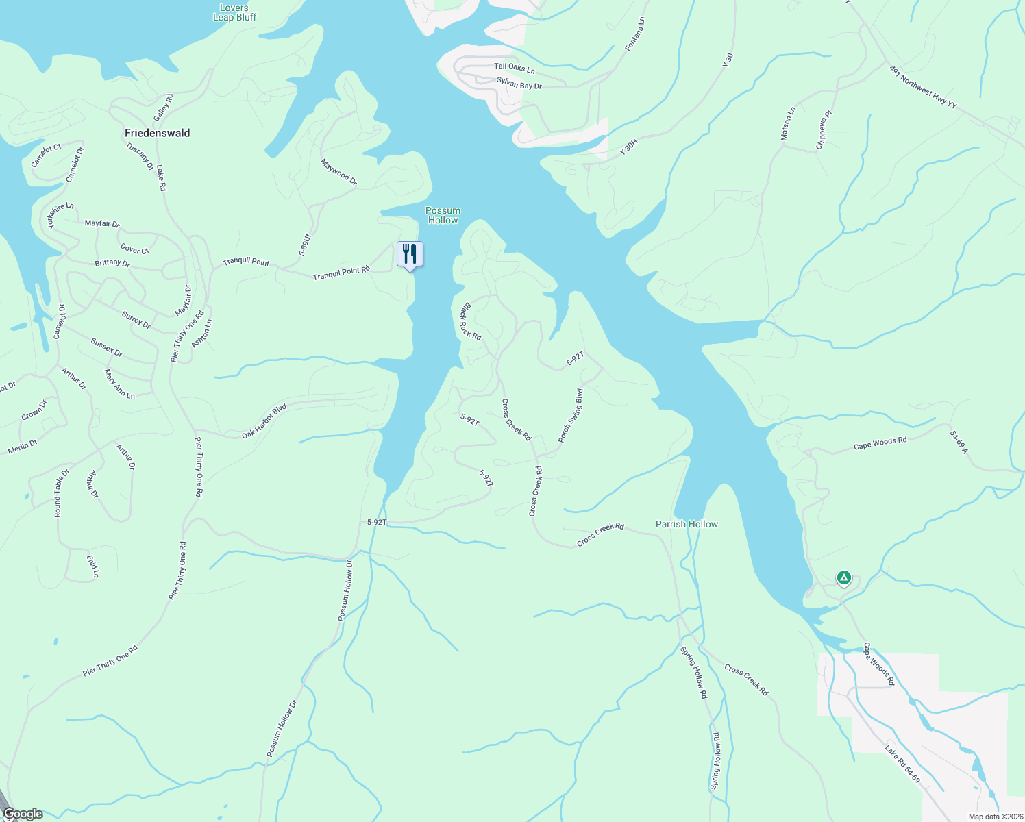map of restaurants, bars, coffee shops, grocery stores, and more near 3189 5-92T in Camdenton