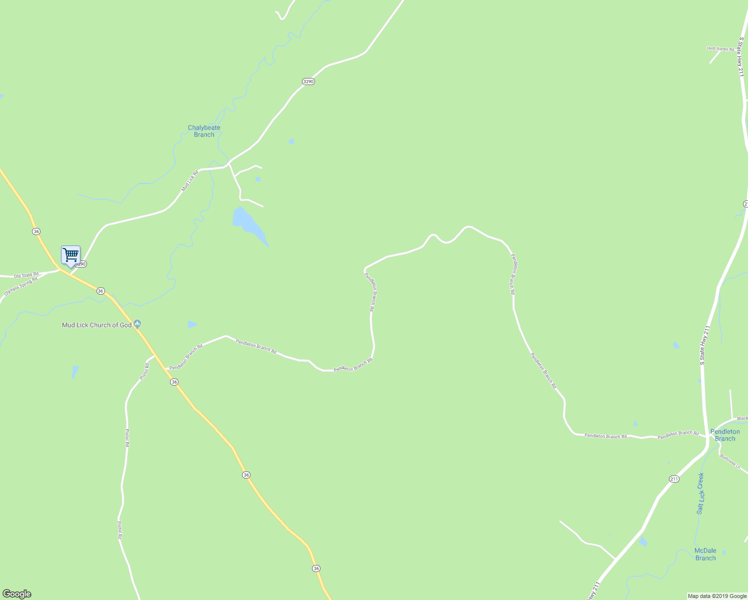 map of restaurants, bars, coffee shops, grocery stores, and more near Pendleton Branch Road in Bath County