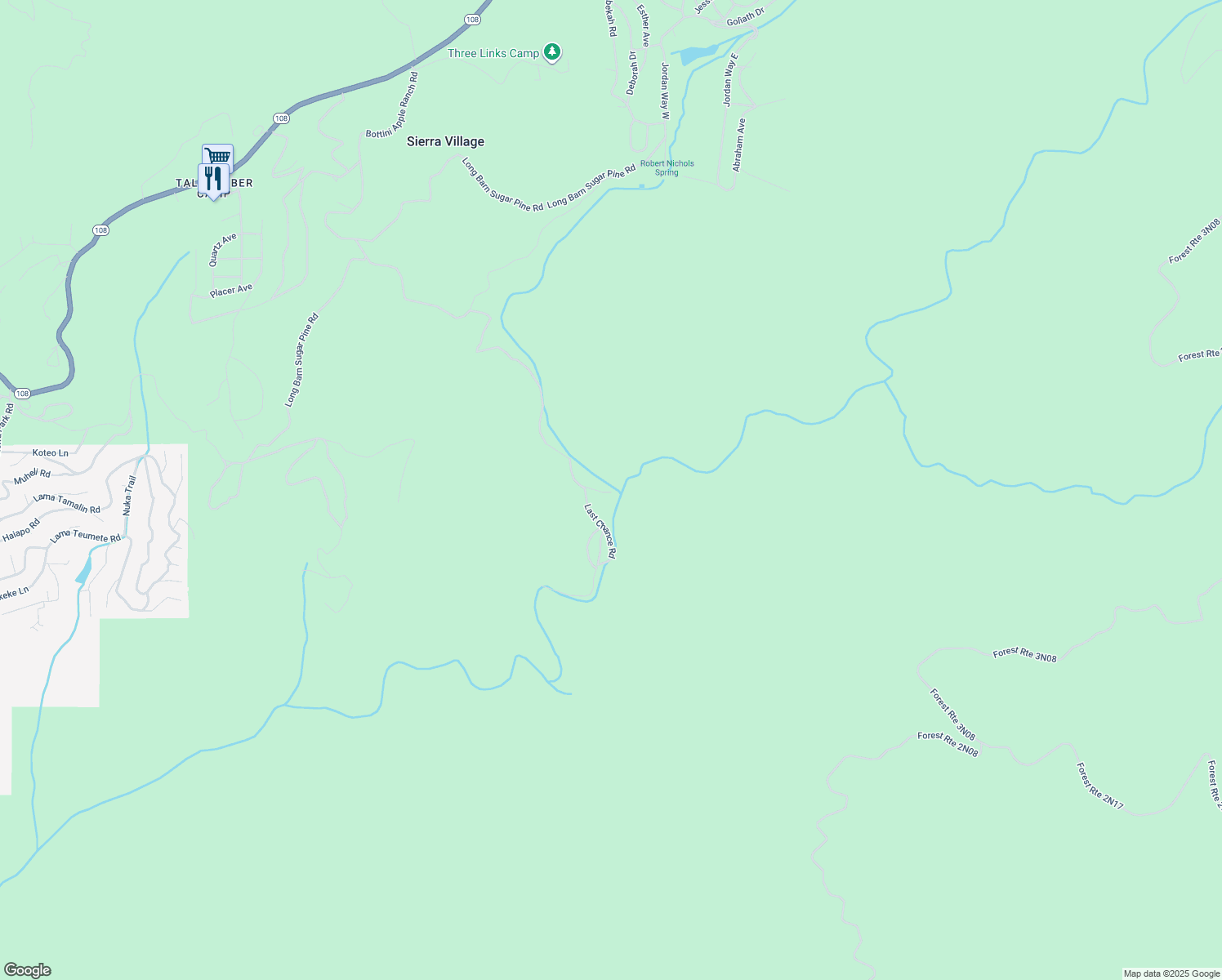 map of restaurants, bars, coffee shops, grocery stores, and more near in Mi-Wuk Village