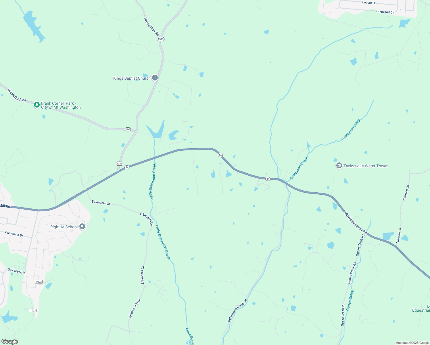 map of restaurants, bars, coffee shops, grocery stores, and more near 165 Cox's Lane in Taylorsville