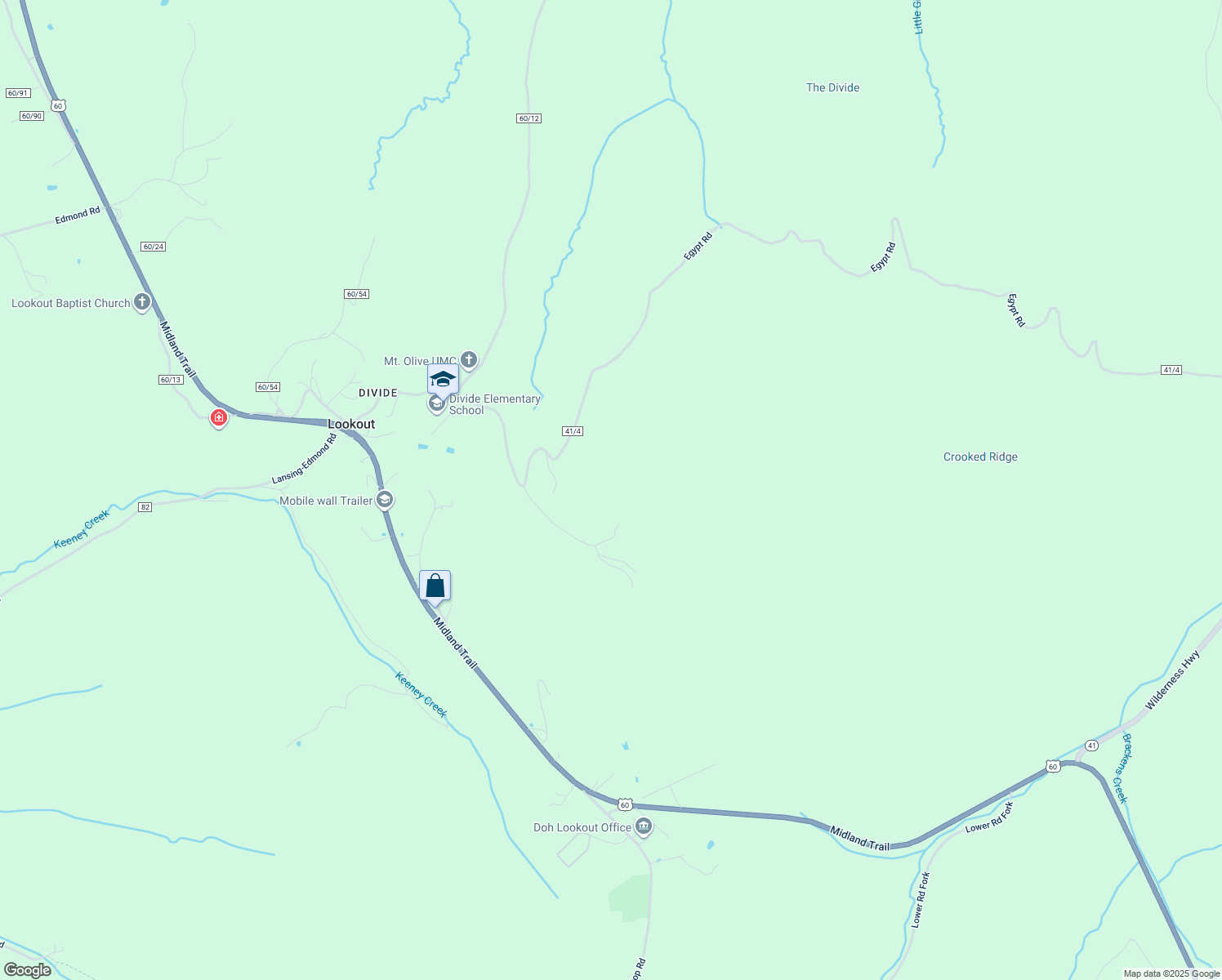 map of restaurants, bars, coffee shops, grocery stores, and more near in Lookout