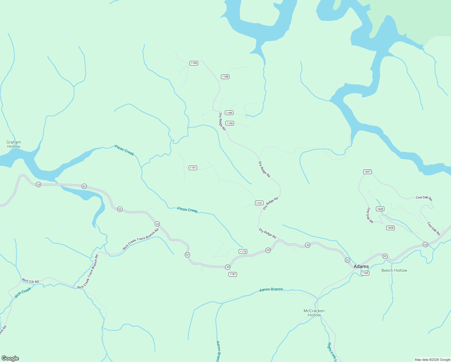 map of restaurants, bars, coffee shops, grocery stores, and more near 364 Muddy Ridge Road in Adams
