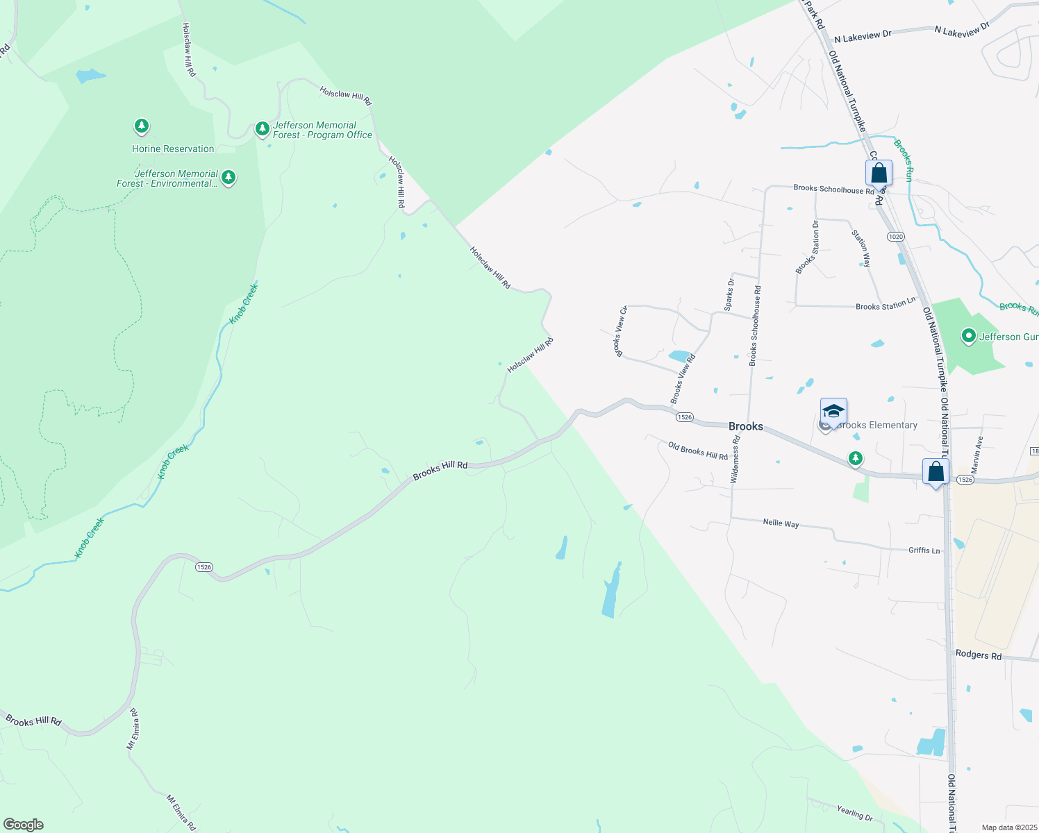 map of restaurants, bars, coffee shops, grocery stores, and more near 289 Holsclaw Hill Road in Brooks