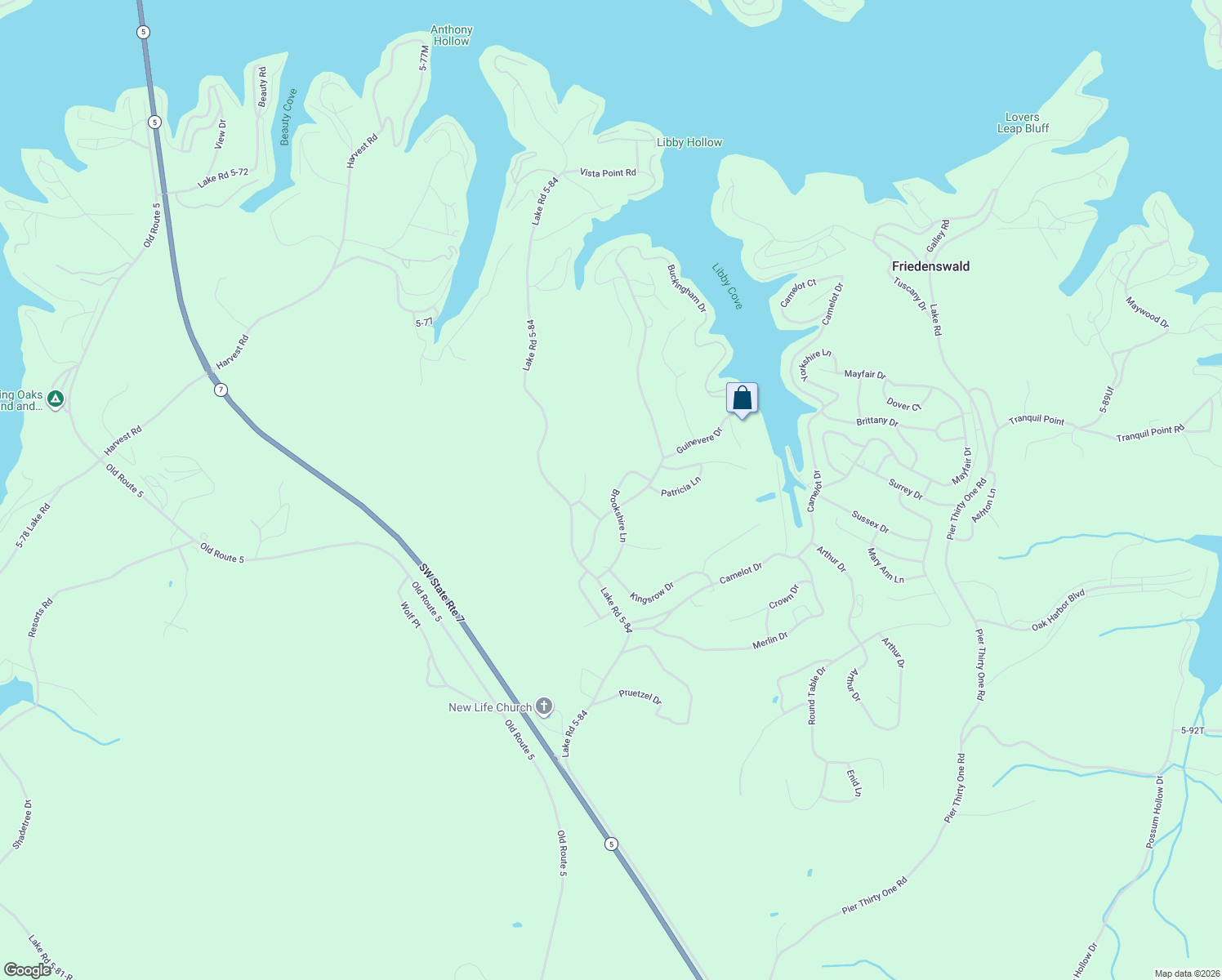 map of restaurants, bars, coffee shops, grocery stores, and more near 77-83 Buckingham Drive in Camdenton