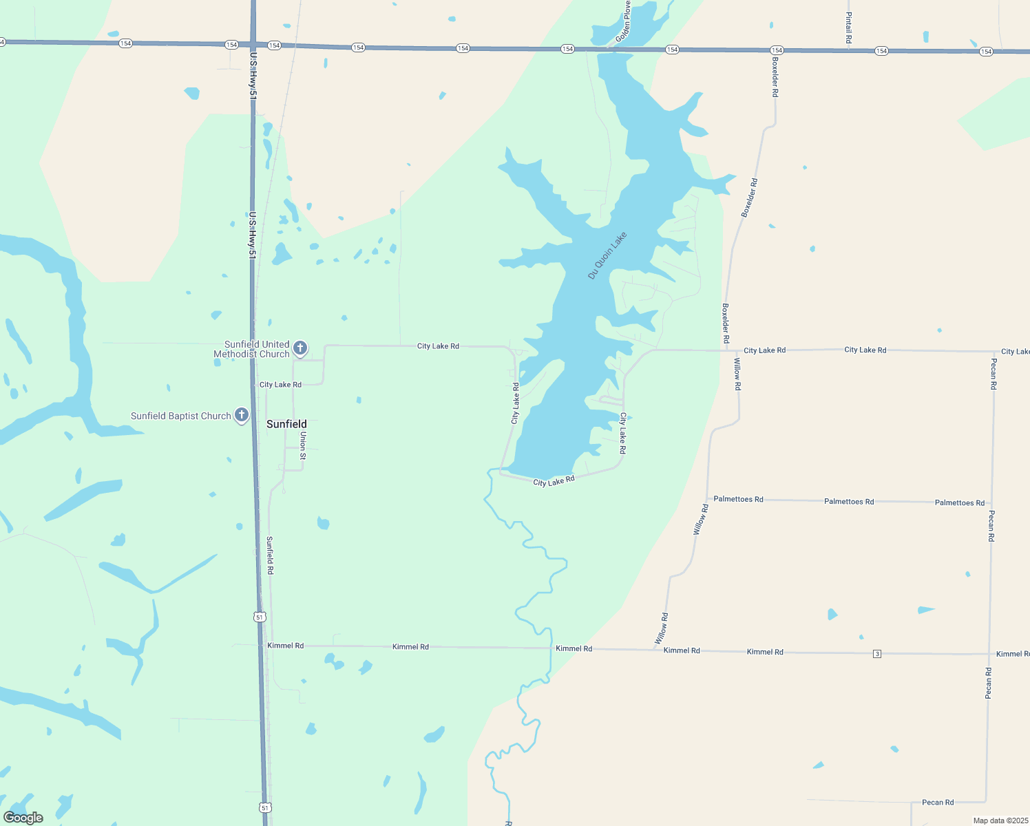 map of restaurants, bars, coffee shops, grocery stores, and more near City Lake Road in Du Quoin