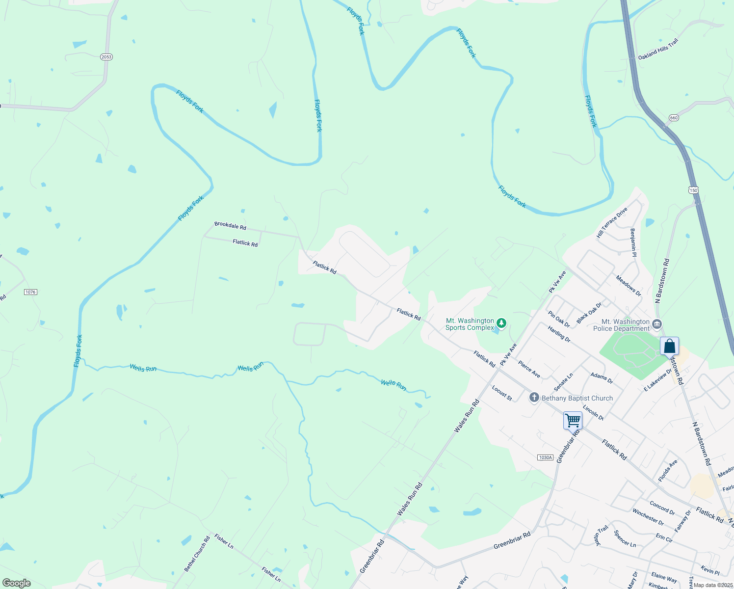 map of restaurants, bars, coffee shops, grocery stores, and more near 4242 Flatlick Road in Mount Washington