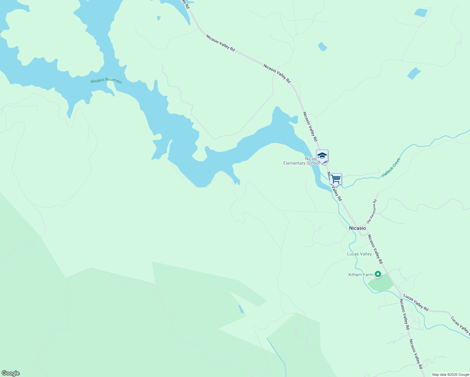 map of restaurants, bars, coffee shops, grocery stores, and more near Road To Ranches in Nicasio