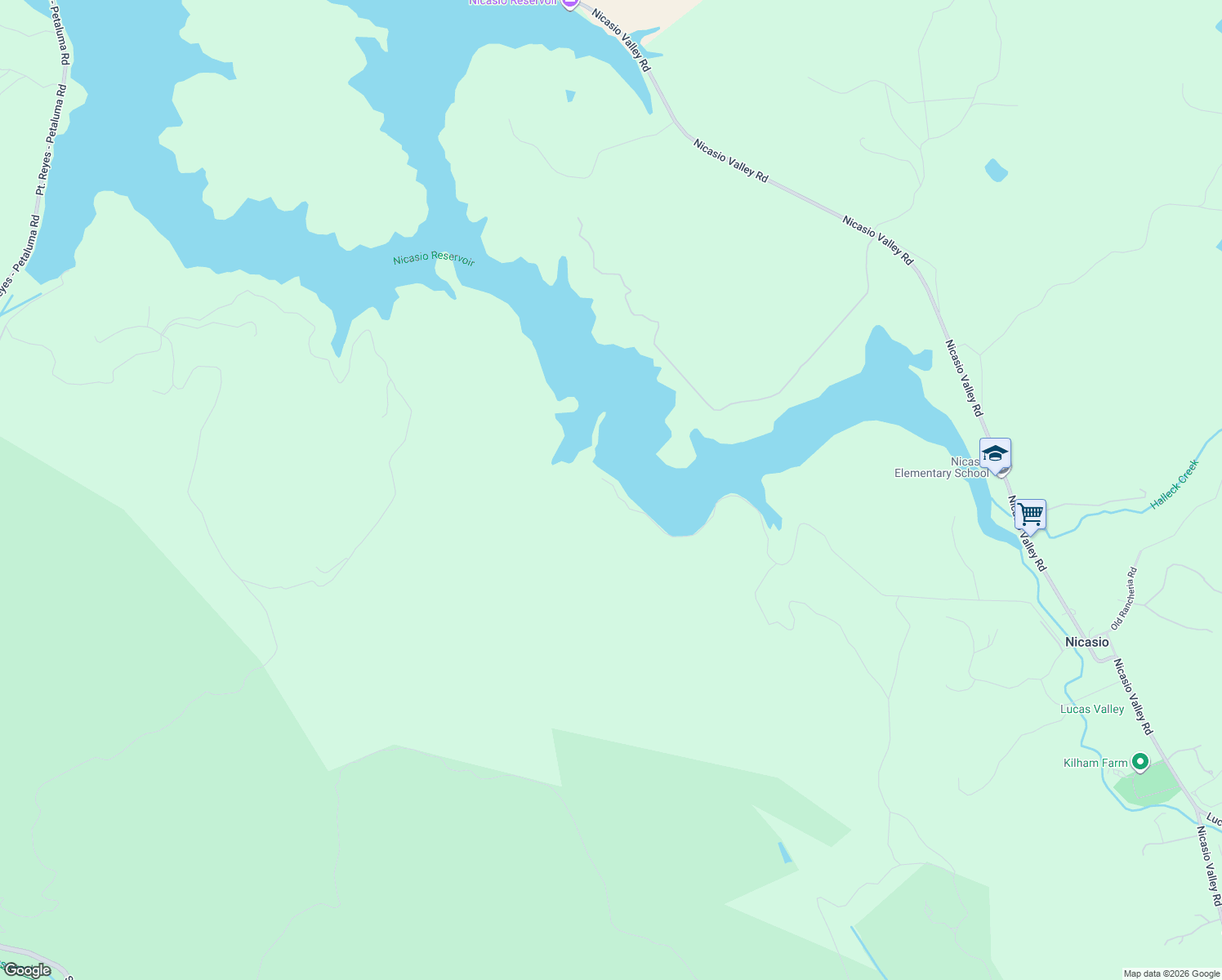 map of restaurants, bars, coffee shops, grocery stores, and more near Road To Ranches in Nicasio