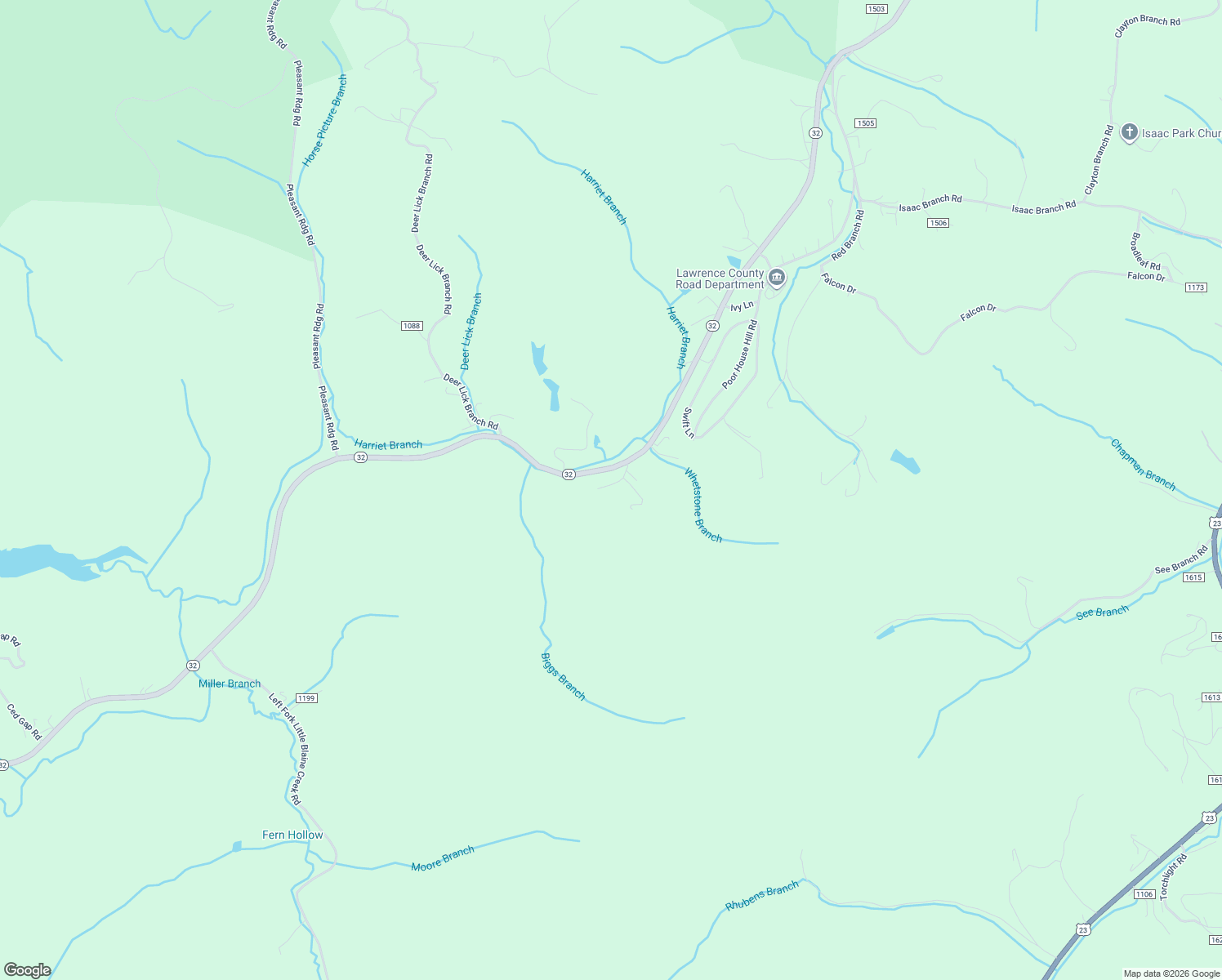 map of restaurants, bars, coffee shops, grocery stores, and more near Highway 32 in Louisa