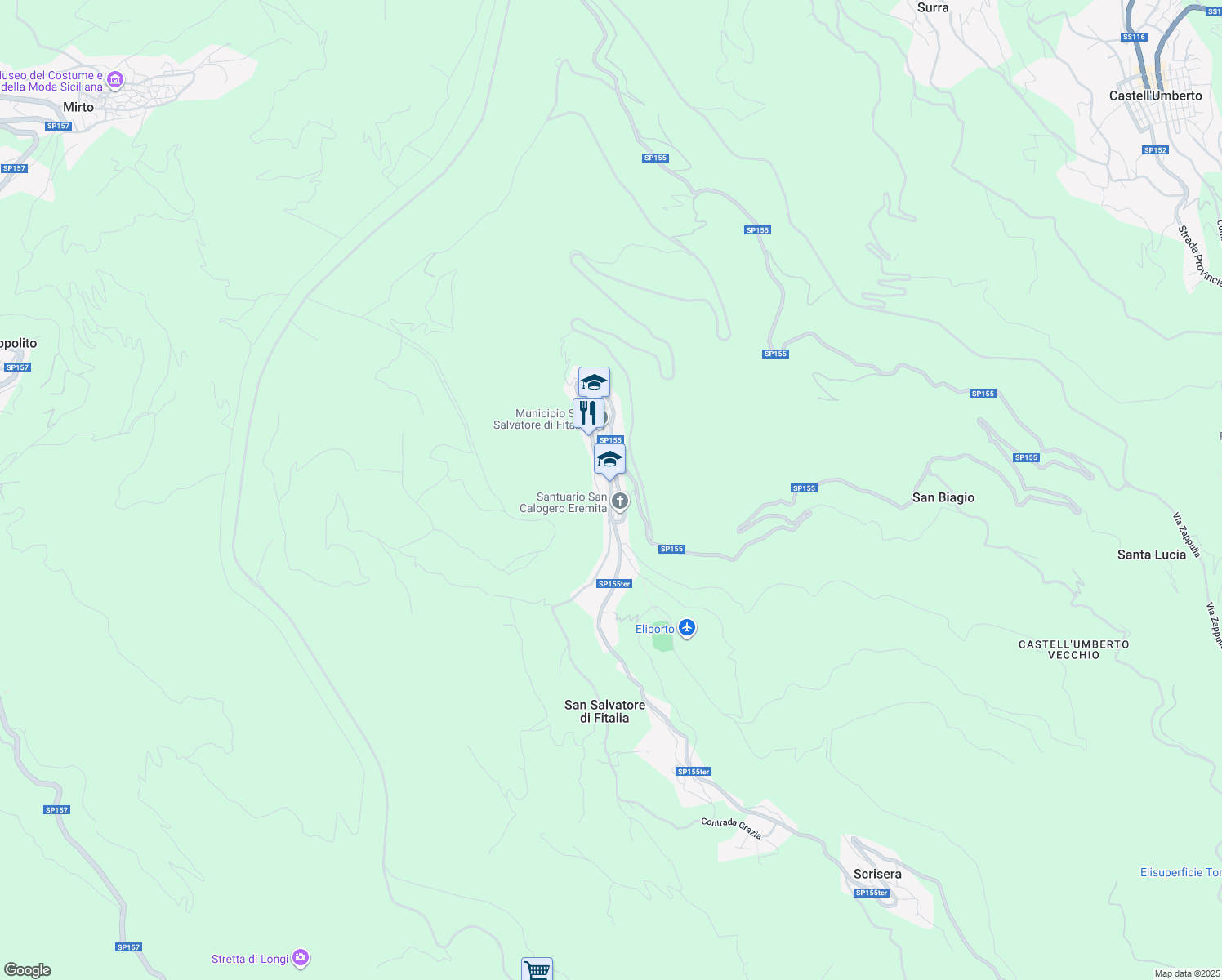 map of restaurants, bars, coffee shops, grocery stores, and more near 15 Via Bosco in San Salvatore di Fitalia
