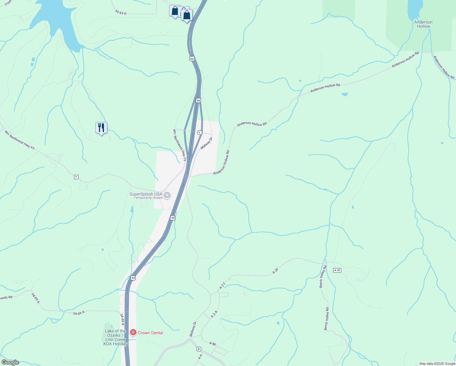 map of restaurants, bars, coffee shops, grocery stores, and more near in Linn Creek