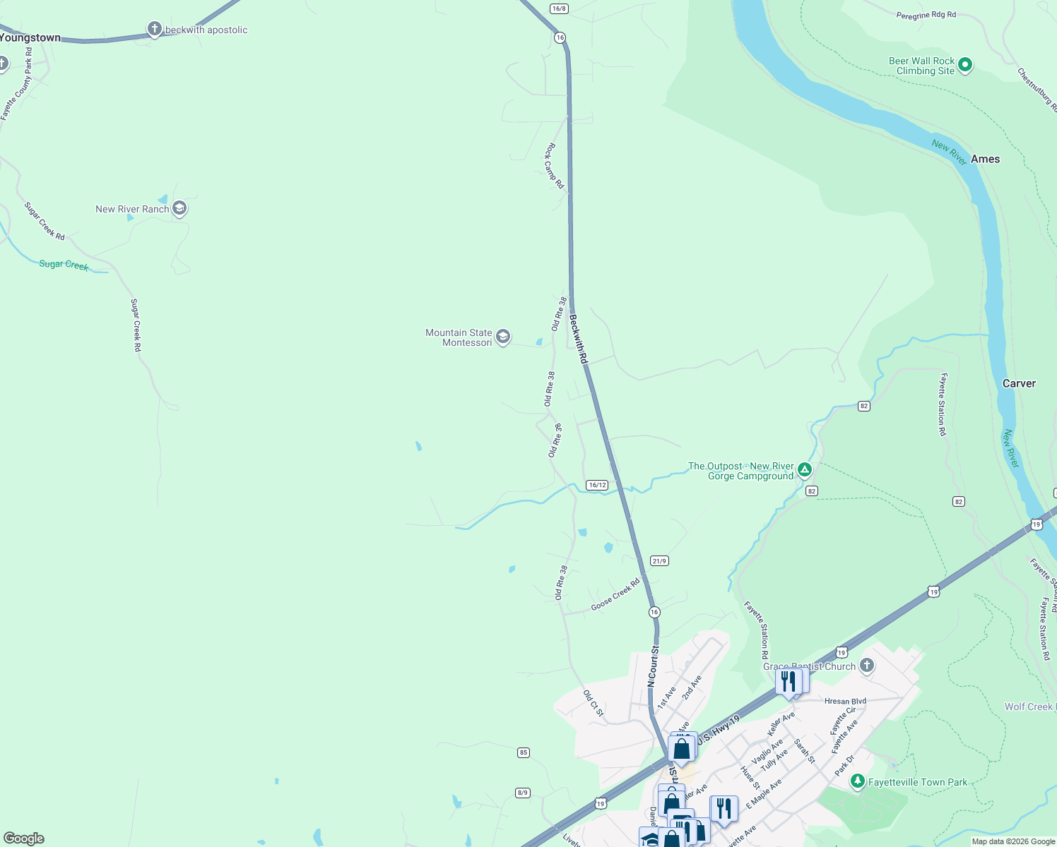 map of restaurants, bars, coffee shops, grocery stores, and more near 103 Tara Lane in Fayetteville