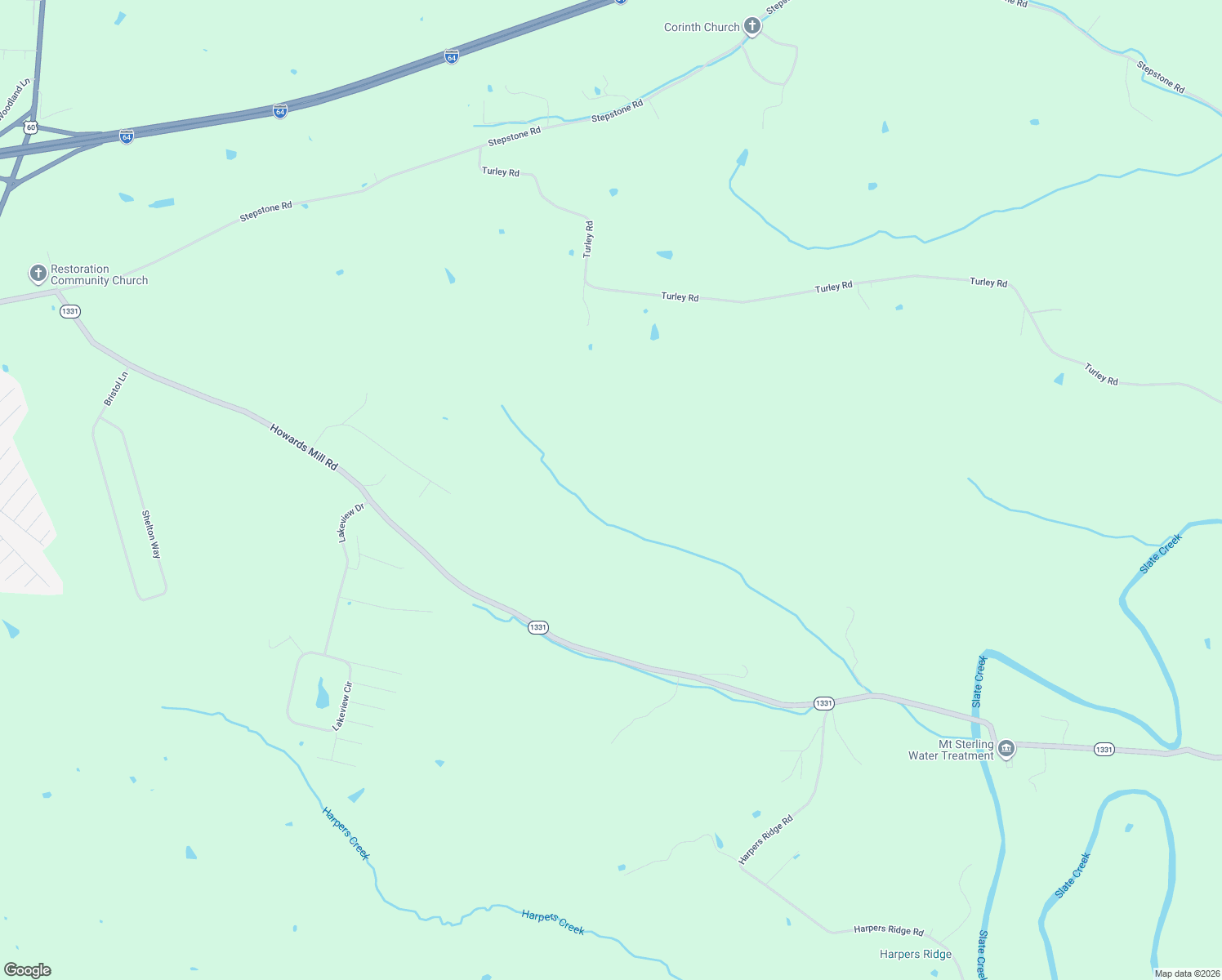 map of restaurants, bars, coffee shops, grocery stores, and more near 2849 Howards Mill Road in Mount Sterling