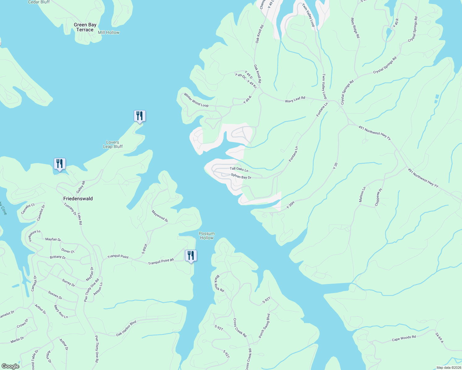 map of restaurants, bars, coffee shops, grocery stores, and more near Sylvan Hills Road in Linn Creek