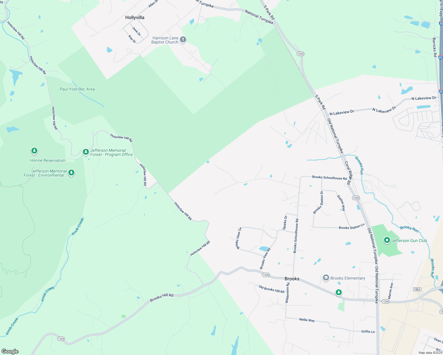 map of restaurants, bars, coffee shops, grocery stores, and more near 397 Brooks Forrest Road in Brooks