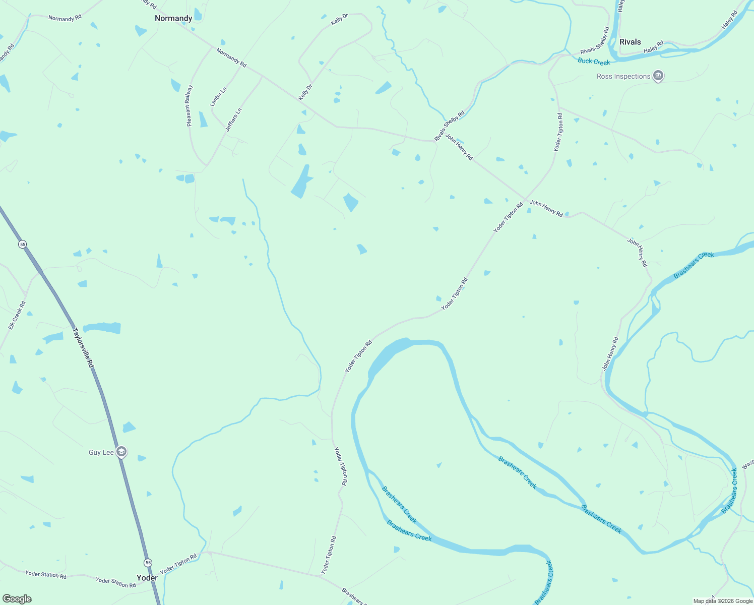 map of restaurants, bars, coffee shops, grocery stores, and more near 2145 Yoder Tipton Road in Taylorsville